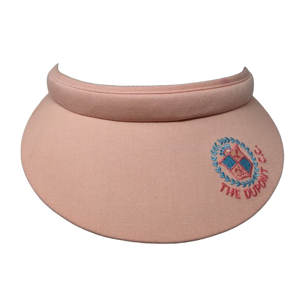 The Dupont C.C. Golf Sun Visor Cap Pink One Size Wide Embroidered Texace